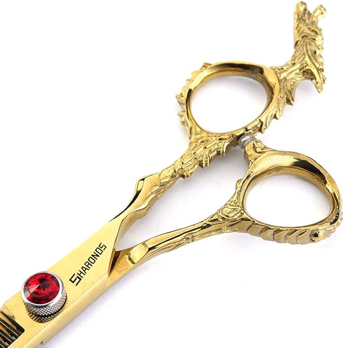 6/7-inch professional hairdresser set, stainless steel scissors hairdresser's exclusive hairdresser. (6 inch-2pc-C)