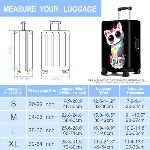 Colorful Cat Luggage Cover Washable Suitcase Protector Anti (Colorful cat / M(24-26inch suitcase))