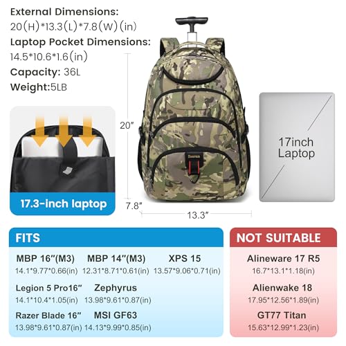 Rolling Backpack (17.3 inches / Army Camo)