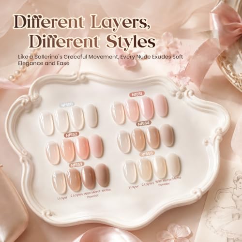 Beetles Nude Jelly Gel Polish Set with Chrome Powder (A - Sheer | Nude | Ballerina Dream)