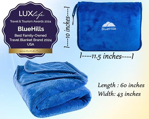 Premium Soft Travel Blanket Pillow Plush Airplane (Travel / Royal-1pk-t003)
