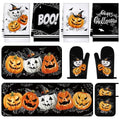10 Pcs Halloween Kitchen Decor Accessories Set Gothic Pumpkin (Classic Color / Halloween Style)