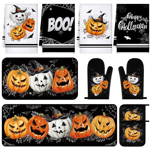 10 Pcs Halloween Kitchen Decor Accessories Set Gothic Pumpkin (Classic Color / Halloween Style)