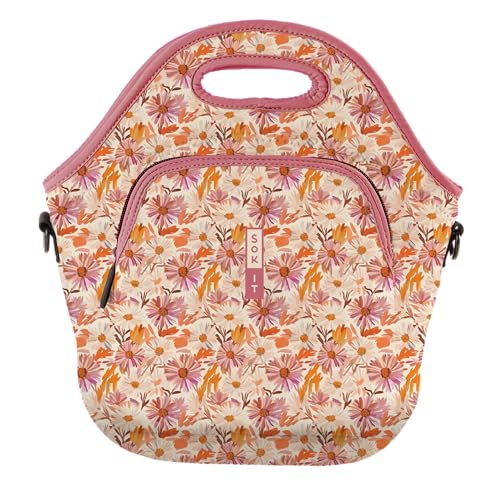 LunchTote Zippered Bag Insulated Neoprene Caddy (Pick Me Petals / X-Large 6.5 Quart Lunch Tote)