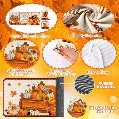 10 Pcs Fall Thanksgiving Turkey Kitchen Decor Set Orange (Yellow / Trendy Style)