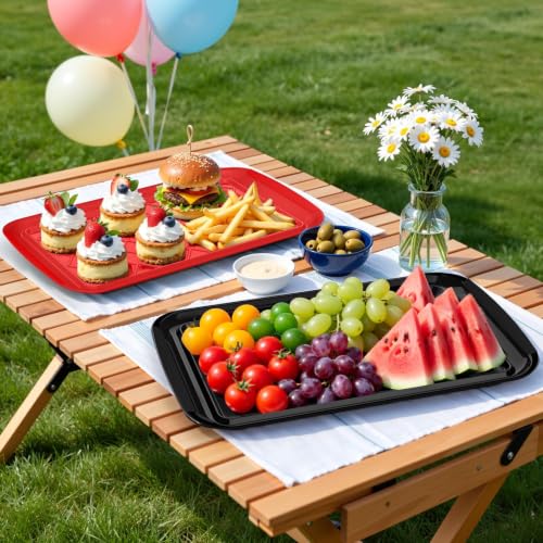 Grilling Prep & Serve Trays for Party Set of 6 (Black & Red)