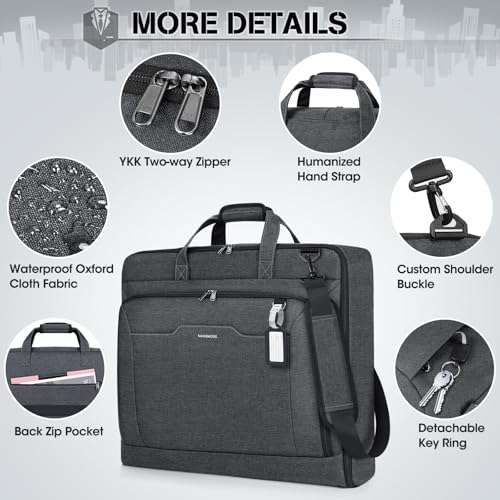 Garment Bags for Travel Carry On Garment Bag for Hanging Clothes (Grey)