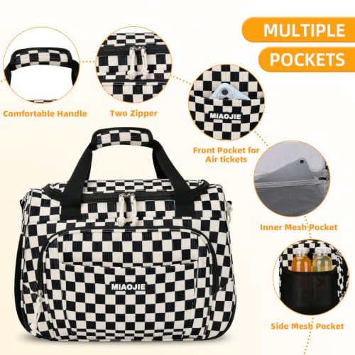 Underseat Carry On Luggage Bag (Corduroy Black Checkered Pattern / 16IN)