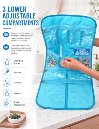 Premium Hanging Toiletry Bag for Travel (Aquamarine)