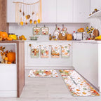 10 Pcs Fall Pumpkin Kitchen Decor Set Kitchen Towels Pot Holders Oven Mitts and Rugs Set Thanksgiving Towels for Baking Cooking BBQ Autumn Home (Light Color / Little Fresh)