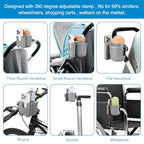 Stroller Cup Holder with Phone Holder (All Grey)