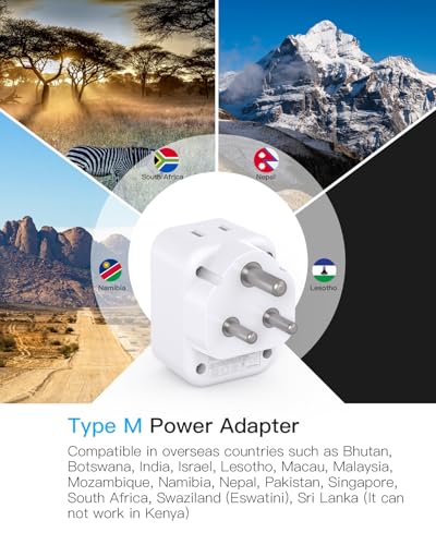 US to South Africa Plug Adapter (Type M - South Africa)