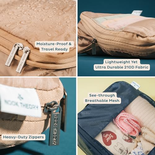 6 Pack Large Compression Packing Cubes for Travel (Burgundy 1 / 6 Pack)