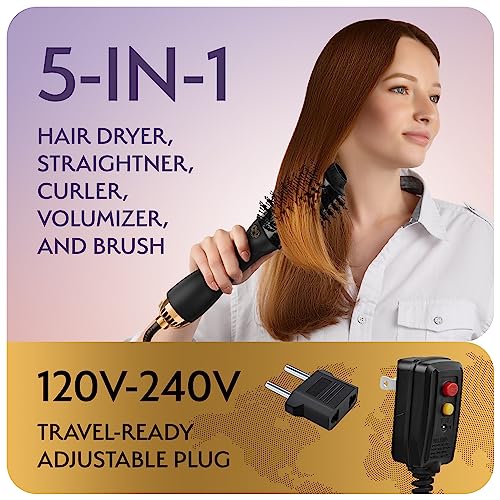 Manual Dual Voltage Blowout Hair Dryer Brush (Black - 60mm - Manual Dual Voltage)