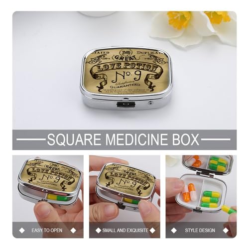 Metal 2 Compartment Pill Organizer Travel Friendly Portable Compact Pill Box Cute Pill Case to Hold Vitamins (No)