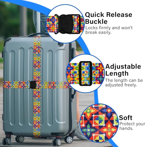 Luggage Straps for Suitcases (Green Print)