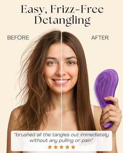 Glitter Hair Brush for Curly (Purple Glitter)