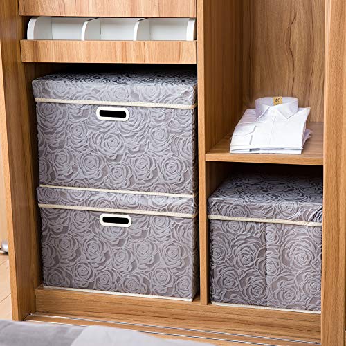 Larger Collapsible Storage Box with Lid [1 (Gray / Large(1-Pack))