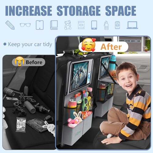 Car Backseat Organizer with Tablet Holder (Gray / 2pack)