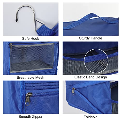 Travel Portable Hanging Shelves Closet Organizer Packing Luggage Storage with Multifunctional and Foldable Invisible Compartment (Blue / XX-Large)
