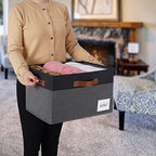 Extra Large Storage Bins with Lids (Extra Large-3pcs / Grey with Black)