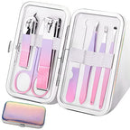 Manicure Set Women Nail Clippers Professional Manicure Pedicure Kit Stainless Steel Nail Cutter Grooming Kit Personal Care Tool with Travel Case Gifts for Women Her Valentine's Day Mother's Day (Gradual Purple)