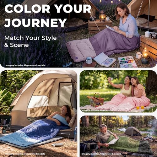Warm Weather Lightweight Sleeping Bag for Adults (1.6lb-Peach Pink‌)