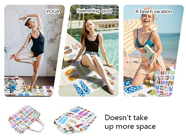 Waterproof Beach Tote Pool Bags for Women Ladies Extra Large Gym Tote Carry On Bag With Wet Compartment for Weekender Travel (Slipper)