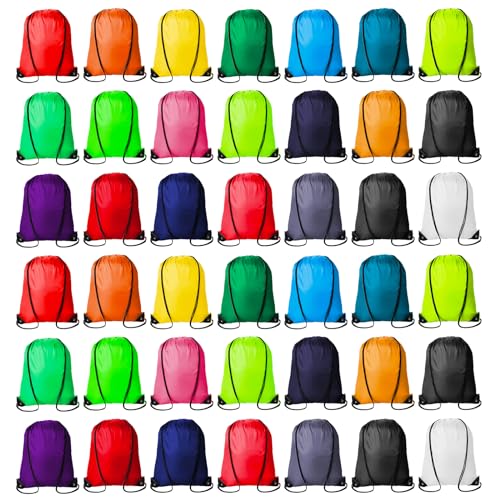 42 Pcs Drawstring Backpack Bags Sack Pack Cinch Tote Sport Storage Polyester Bag for Gym Traveling（20 Colors） (Multicolor)