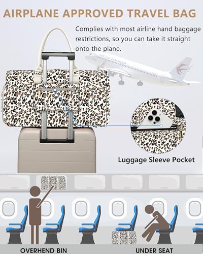 Women Weekender Travel Duffle Bag (12-Leopard Print / Large)