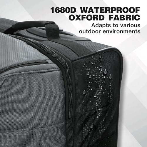 30" Large Rolling Travel Duffle Bag with Wheels and Handle (30" Black/Grey)