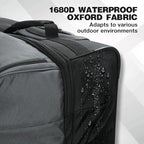 30" Large Rolling Travel Duffle Bag with Wheels and Handle (30" Black/Grey)