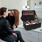 Large Makeup Organizer Profession Makeup Bag Extra Large Makeup Case with Adjustable Dividers (Super Large / Black with Plastic Dividers)