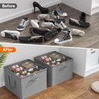 Shoe Storage Organizer for Closet (Light Gray)