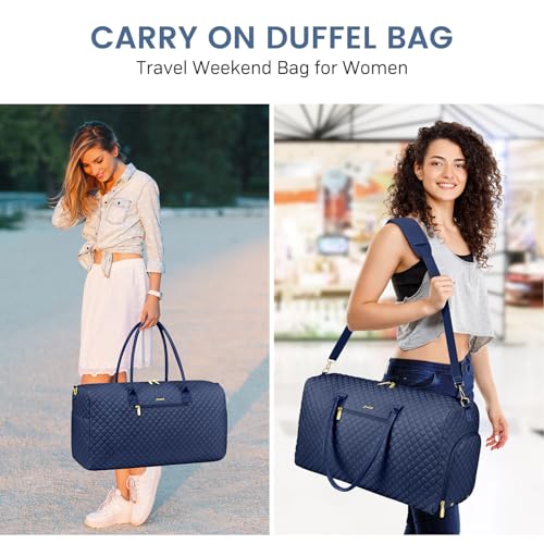 Women Weekender Travel Duffle Bag (25-Navy Blue Basic / Large)