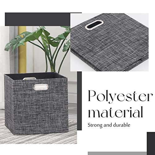 13x13x13 Inch Foldable Cube Storage Bins with Metal Handles (Black color / 13 IN (4 Pack))