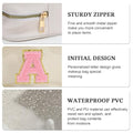 Initial Birthday Gifts for Girls Kids Travel Toiletry Bag Birthday Gifts for Girls Kids Clear Makeup Bag Preppy Cosmetic Bag Birthday Gifts for 3 4 5 6 7 8 9 10 11 12 13 Year Old Girls White K (Large-White / K)