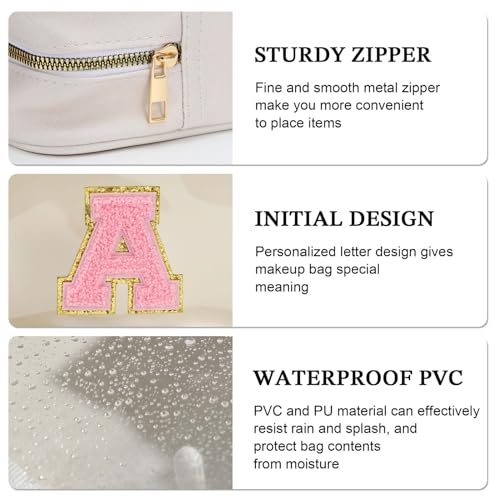 Initial Birthday Gifts for Girls Kids Travel Toiletry Bag Birthday Gifts for Girls Kids Clear Makeup Bag Preppy Cosmetic Bag Birthday Gifts for 3 4 5 6 7 8 9 10 11 12 13 Year Old Girls White K (Large-White / K)