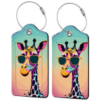 Funny Gunglasses Giraffe Luggage Tag Personalized Luggage Tags for Suitcases (Funny Gunglasses Giraffe)