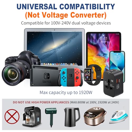 Universal Travel Adapter USB C (Black)