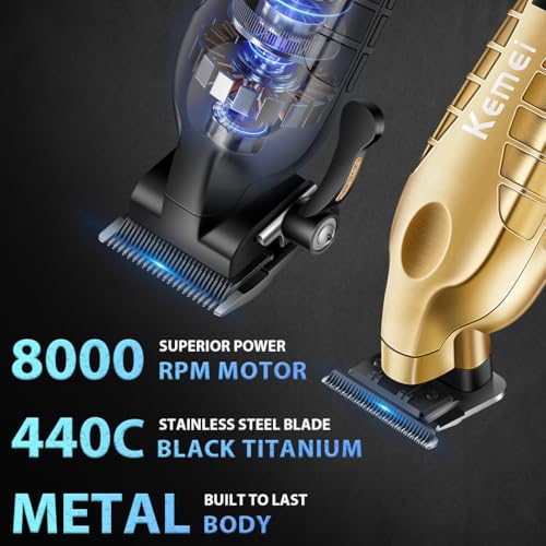 KM-2293 3-Piece Cordless Barber Kit with Foil Shaver, Gold (Gold)