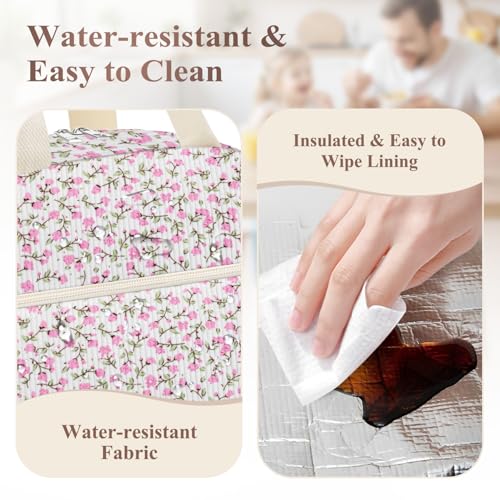Lunch Box for Women (B-B-Corduroy Pink Flower / Medium - 10L)