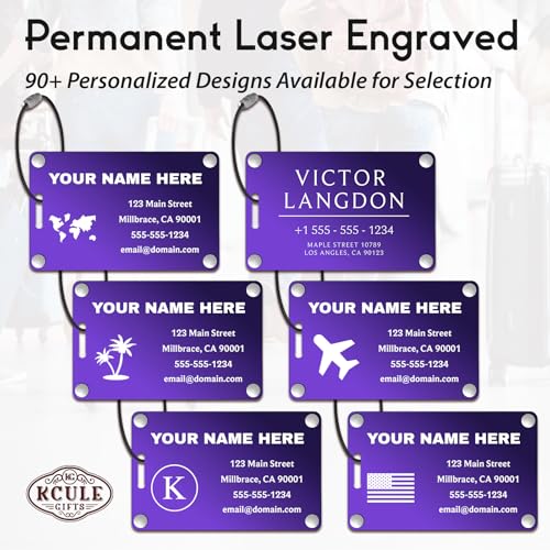 Personalized Luggage Tags (Sleek Bar-purple(horizontal))