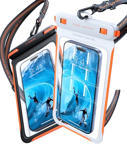 IPX8 Waterproof Phone Pouch Floating (7.0 inch / 2 Pack-Black & White)