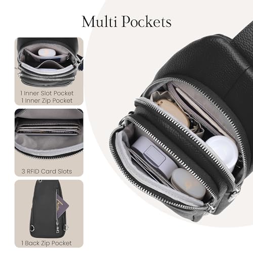 Black Genuine Leather Small Crossbody Bags for Women Anti (Black)