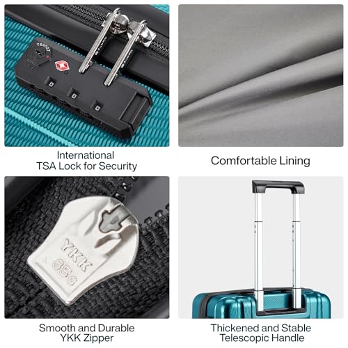 Luggage Sets 2 piece Carry On Luggage with Wheels PC Hard Shell Suitcases Lightweight Checked Travel Luggage Large Travel Suitcase Woman Men 20 (2 Pc Set (20/29) / Caribbean Blue)