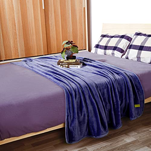 Luxury Microfiber Flannel Blanket (Navy Blue / 90x90 Inches)