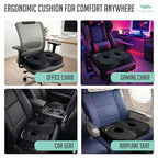 Seat Cushion Premium Foldable Sit Bone Cushion for Pressure Relief (Black / Sitbone)