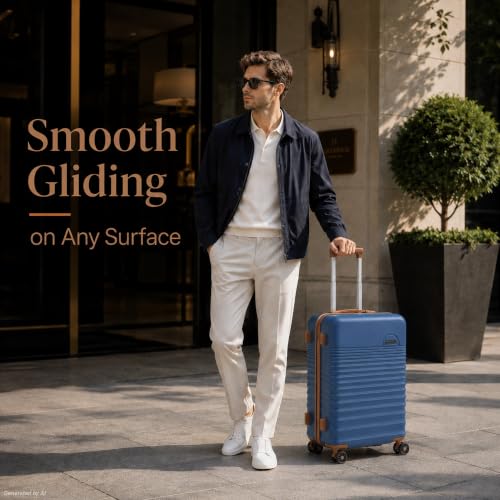 Carry On Luggage 22x14x9 Airline Approved Suitcase with Wheels (Dark Blue / 3 Piece Sets (20/BP/TB))