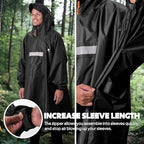 Hooded Rain Poncho for Adult Waterproof Lightweight Raincoat (Z-black(with Zipper))